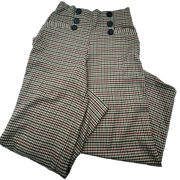 Zara Plaid Ankle Pants - Black, Red, Green - Picture 2 of 11